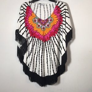 Trina Turk Ibiza Fringe Poncho Swim Cover Up